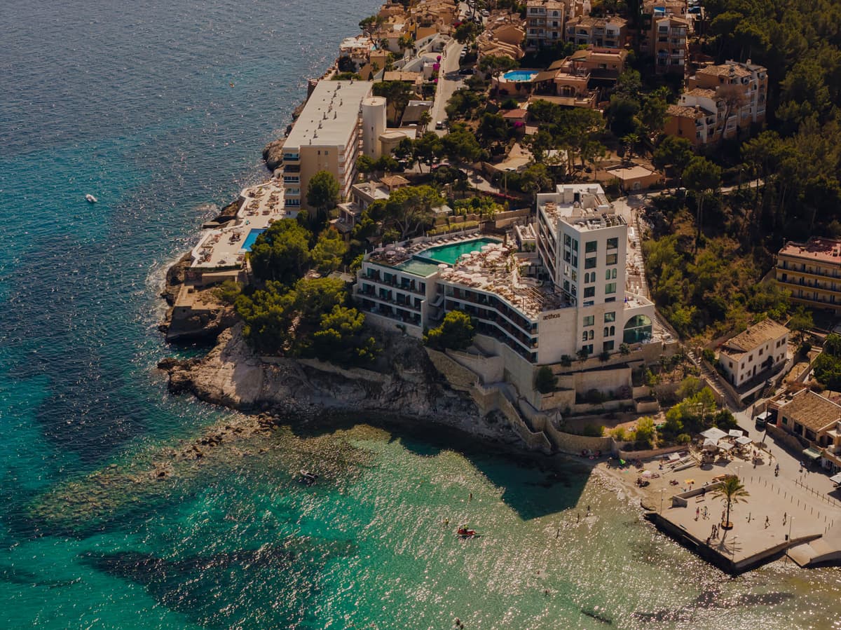 Aerial view of Aethos Mallorca on the Mediterranean coast