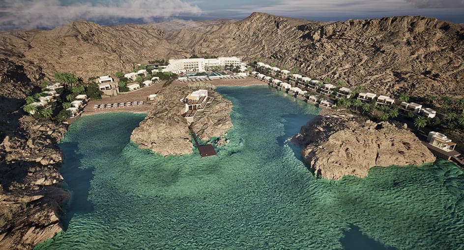 Coastal setting at Anantara Bandar Al Khairan Resort in Oman