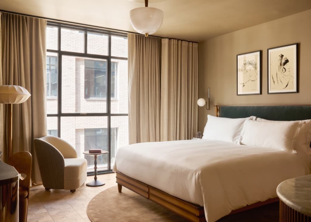 Guest room at The Newman, a new boutique hotel in Fitzrovia, London