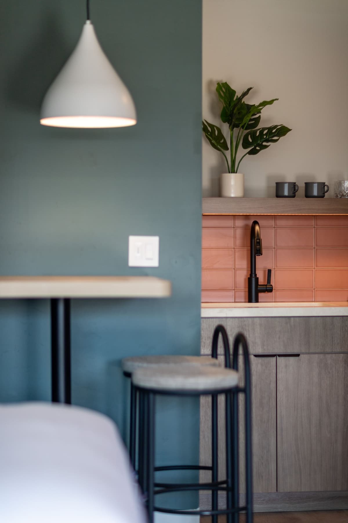 Kitchenette and interior detail at Adobe Desert Motel